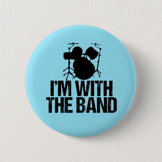 Badge Rond 5 Cm Drôle Drummer Je suis avec le Band Drums (Devant)