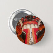 Badge Rond 5 Cm Drôle effrayant Langue bizarre asiatique Halloween (Devant & derrière)