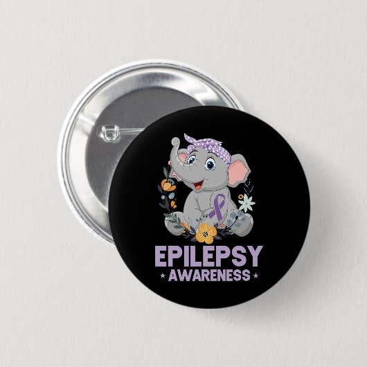 Badge Rond 5 Cm Drôle Epilepsie Sensibilisation Fleur Eléphant Rub (Devant & derrière)