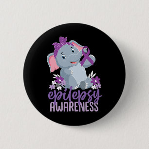 Badge Rond 5 Cm Drôle Epilepsie Sensibilisation Fleur Eléphant Rub