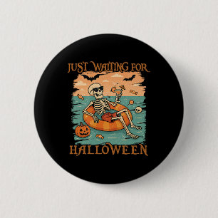 Badge Rond 5 Cm Drôle Été Squelette Flottant Dans La Coupe De Flam