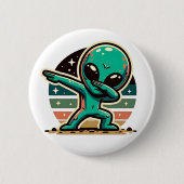 Badge Rond 5 Cm Drôle Extraterrestrial Alien Dabbing (Devant)