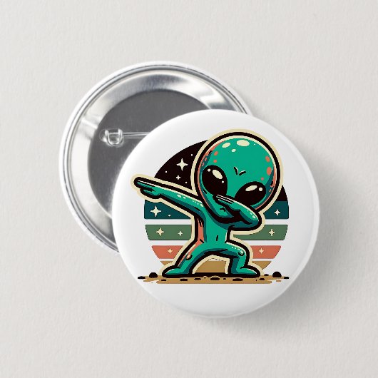 Badge Rond 5 Cm Drôle Extraterrestrial Alien Dabbing (Devant & derrière)