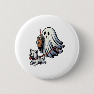 Badge Rond 5 Cm Drôle Fantôme Marche Chien Fantôme Chien Halloween