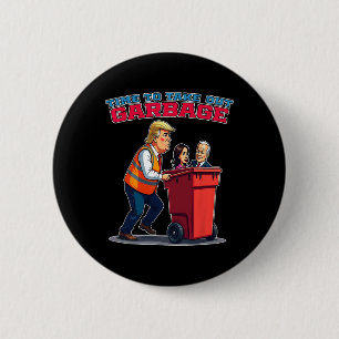 Badge Rond 5 Cm Drôle Garbage Pour Trump Mega Et Mgga 2024