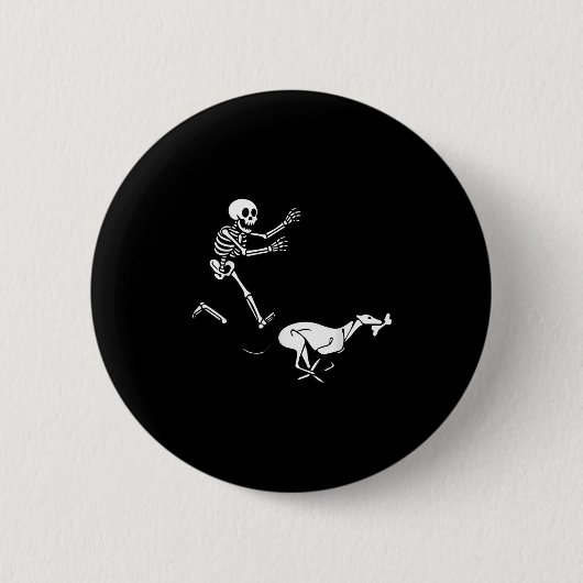 Badge Rond 5 Cm Drôle Ghound Running Skeleton Halloween (Devant)