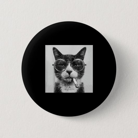 Badge Rond 5 Cm Drôle Graphisme Chat Fumer Adulte Amusant _1 (Devant)
