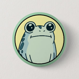 Badge Rond 5 Cm Drôle Grenouille Crapaud Impassible 