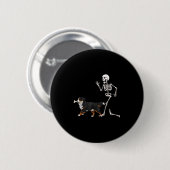 Badge Rond 5 Cm Drôle Halloween Bernese Mountain Dog Et Skeleton (Devant & derrière)