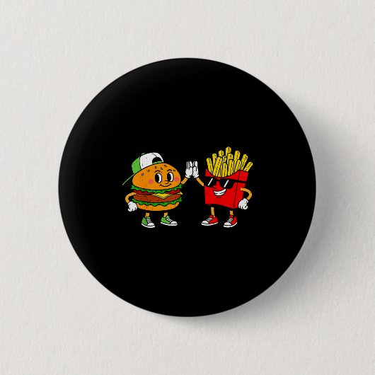 Badge Rond 5 Cm Drôle Hamburger Frites Combo Snacks Nourriture Rap (Devant)