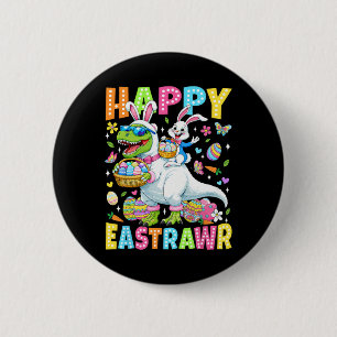 Badge Rond 5 Cm Drôle Happy Eastrawr Enfants Garçons T-rex Pâques