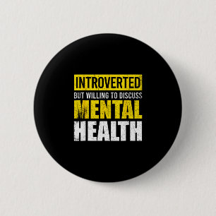 Badge Rond 5 Cm Drôle introverti mais prêt à discuter de la santé