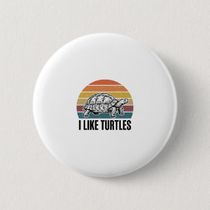 Badge Rond 5 Cm Drôle J'aime Les Tortues Vintage Gravure T-Shirt D