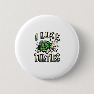 Badge Rond 5 Cm Drôle J'aime les Tortues Vintage T-Shirt Tortue De