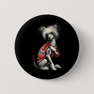 Badge Rond 5 Cm Drôle J'Aime Maman Tatouage Chinois Crested Maman 