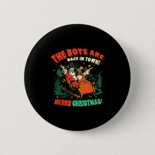 Badge Rond 5 Cm Drôle Jésus Santa The Boys Are Back In Town Joyeux