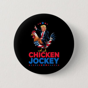 Badge Rond 5 Cm Drôle Jockey de poulet Trump Mème