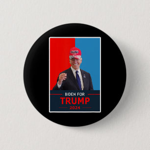 Badge Rond 5 Cm Drôle Joe Biden Pour Trump Élection 2024 Wear A Tr