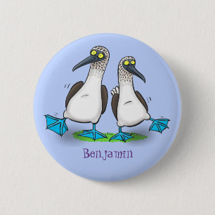 Badge Rond 5 Cm Drôle, joyeux croquis à pieds bleus dansant dessin