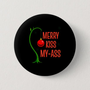 Badge Rond 5 Cm Drôle Joyeux Embrasse-mon-Noël Adulte Pun graphiqu