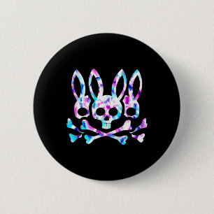 Badge Rond 5 Cm Drôle Lapin de Pâques Retro Tie Dye Bunny Skull Cr