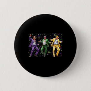 Badge Rond 5 Cm Drôle Masqué Trump Danse Mardi Gras Nouvelle-Orléa