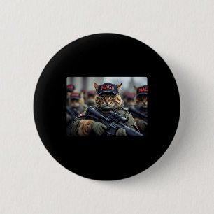 Badge Rond 5 Cm Drôle Mega Cat Avec Fusil - Humoristique Donald Tr