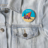 Badge Rond 5 Cm Drôle mignon caricature pourpre crabe ermite (En situation)