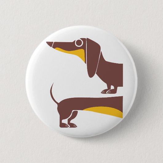 Badge Rond 5 Cm Drôle mignon dachshund pour parent chien long (Devant)