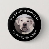 Badge Rond 5 Cm Drôle mignon Grumpy Chien blanc 40e anniversaire N (Devant)