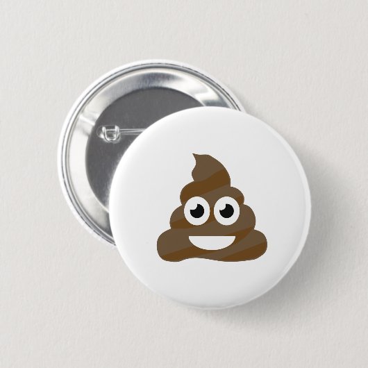Badge Rond 5 Cm Drôle mignon Poop Emoji (Devant & derrière)