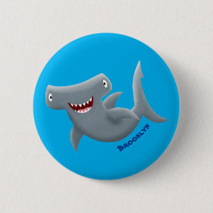 Badge Rond 5 Cm Drôle mignon requin marteau dessin animé