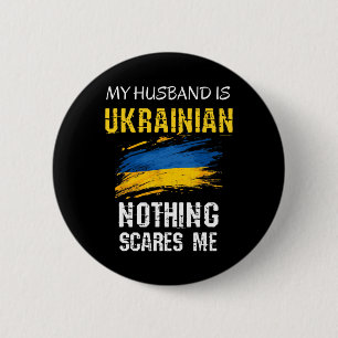 Badge Rond 5 Cm Drôle Mon mari est ukrainien Rien ne me fait peur