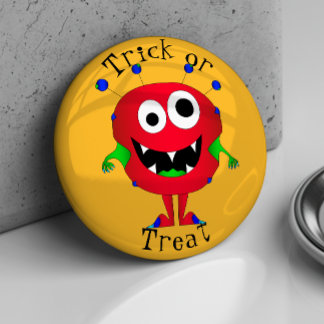 Badge Rond 5 Cm Drôle, Monstre de Dessin Animé, Halloween "Des fri
