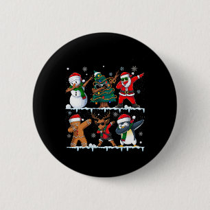 Badge Rond 5 Cm Drôle Noël Dabbing Père Noël Elf Deer Friends Xma