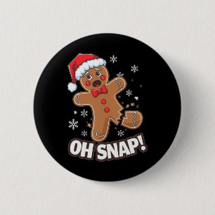 Badge Rond 5 Cm Drôle Noël Gingerbread Man Oh Snap Outfit Paj