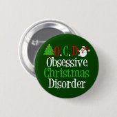 Badge Rond 5 Cm Drôle Noël observé (Devant & derrière)