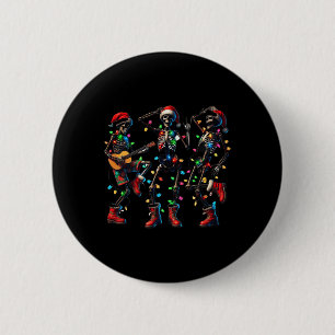 Badge Rond 5 Cm Drôle Noël Skeleton Danser Noël Musique légère