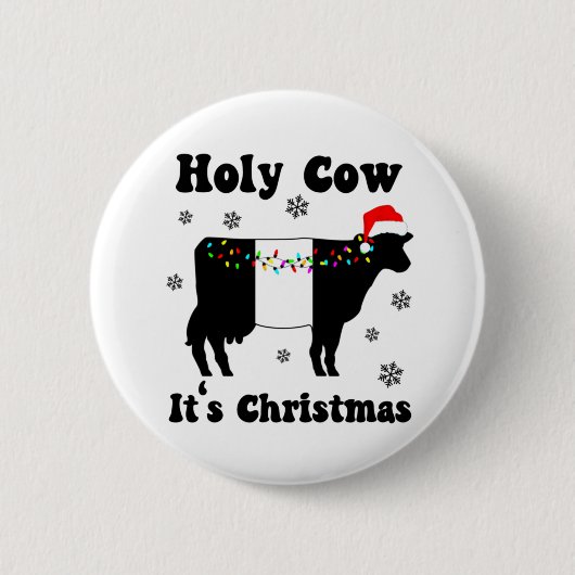 Badge Rond 5 Cm Drôle Noël Vache Beltie Galloway Beltie Cadeau (Devant)