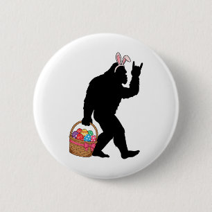 Badge Rond 5 Cm Drôle Oeufs de Pâques Bigfoot Costume Bunny Bigfoo