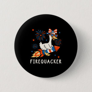 Badge Rond 5 Cm Drôle Oie Quart Juillet Firequacker Indépendance