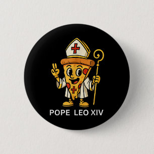 Badge Rond 5 Cm Drôle Pape Américain Leo Xiv Pizza Slice Cartoon C
