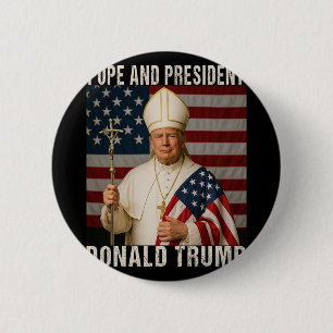 Badge Rond 5 Cm Drôle Pape Trump Et Président Donald Trump