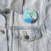 Badge Rond 5 Cm Drôle pélican de pêche (En situation)