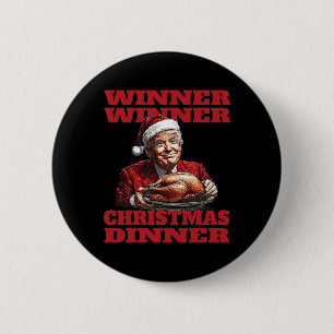 Badge Rond 5 Cm Drôle Père Noël Trump vainqueur du dîner de Noël X