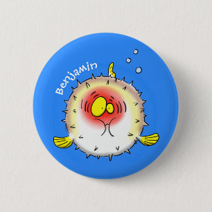 Badge Rond 5 Cm Drôle poisson poivron porc-épic caricature poisson