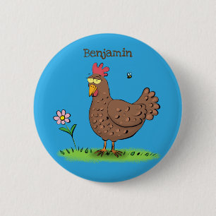 Badge Rond 5 Cm Drôle poulet rustique whimsical dessin animé
