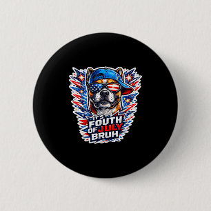 Badge Rond 5 Cm Drôle quatrième juillet bruh boxer chien patriotiq