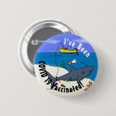 Badge Rond 5 Cm Drôle requin couché et dessin animé de pêche (Devant & derrière)