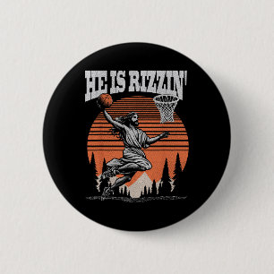 Badge Rond 5 Cm Drôle Rétro Il Est Rizzin Christian Pâques En Joua